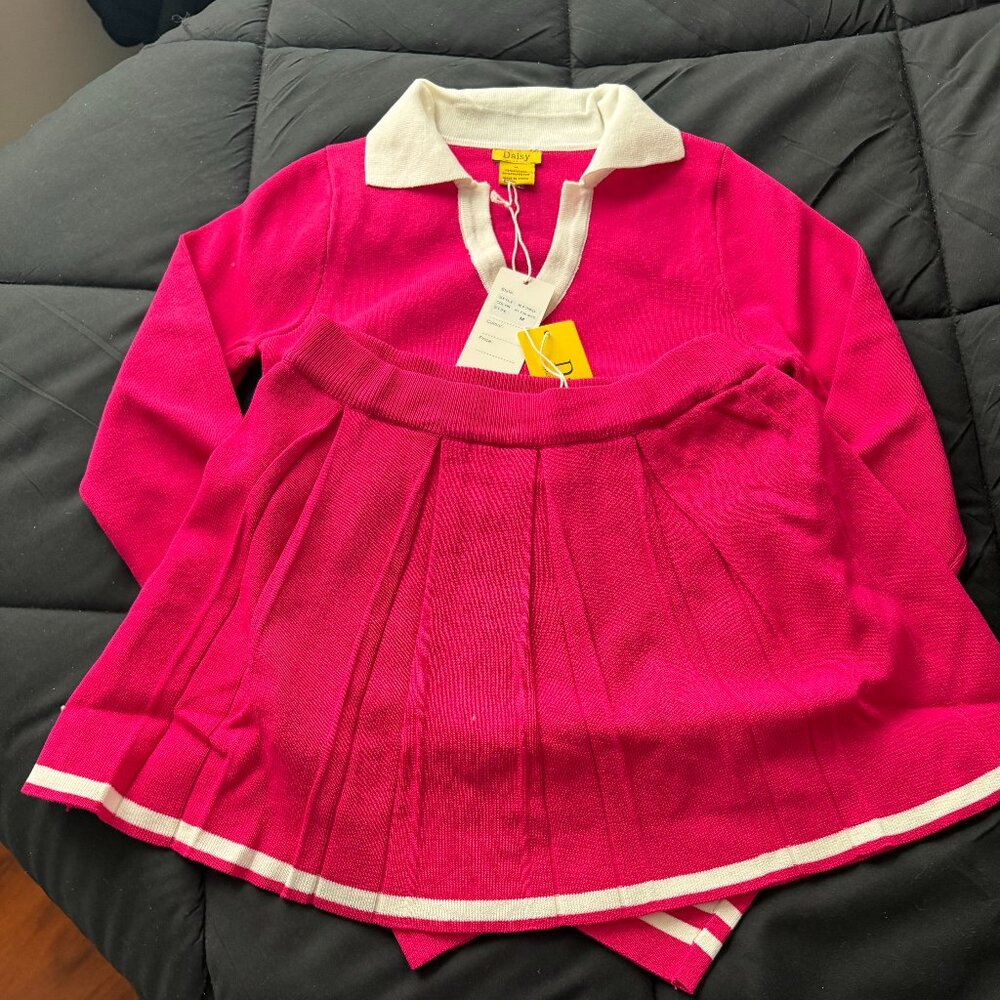 Hot Pink and White Varsity Knit Set! 🎾
